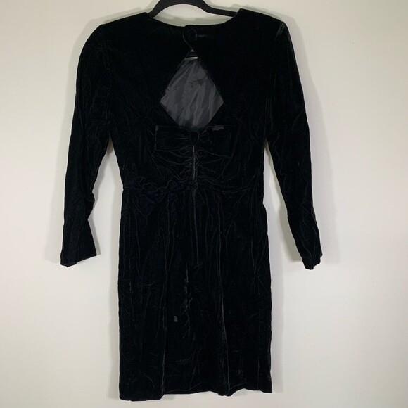 Lang Dress Women’s 4 Black Velvet Long Sleeve Mini Dress Shoulder Pads - Picture 7 of 12